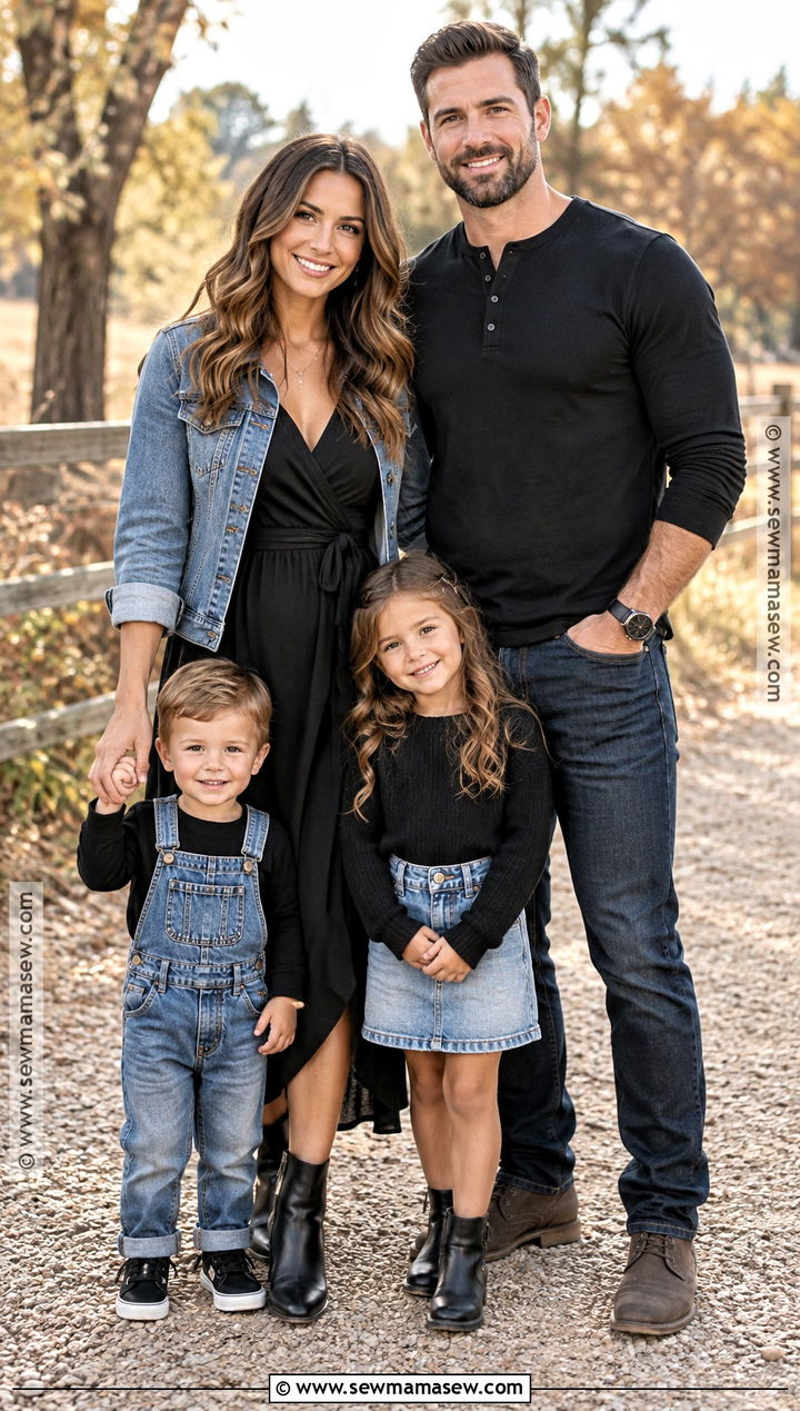 Black And Denim Fall Family Picture Outfits - 15 family picture outfits fall black