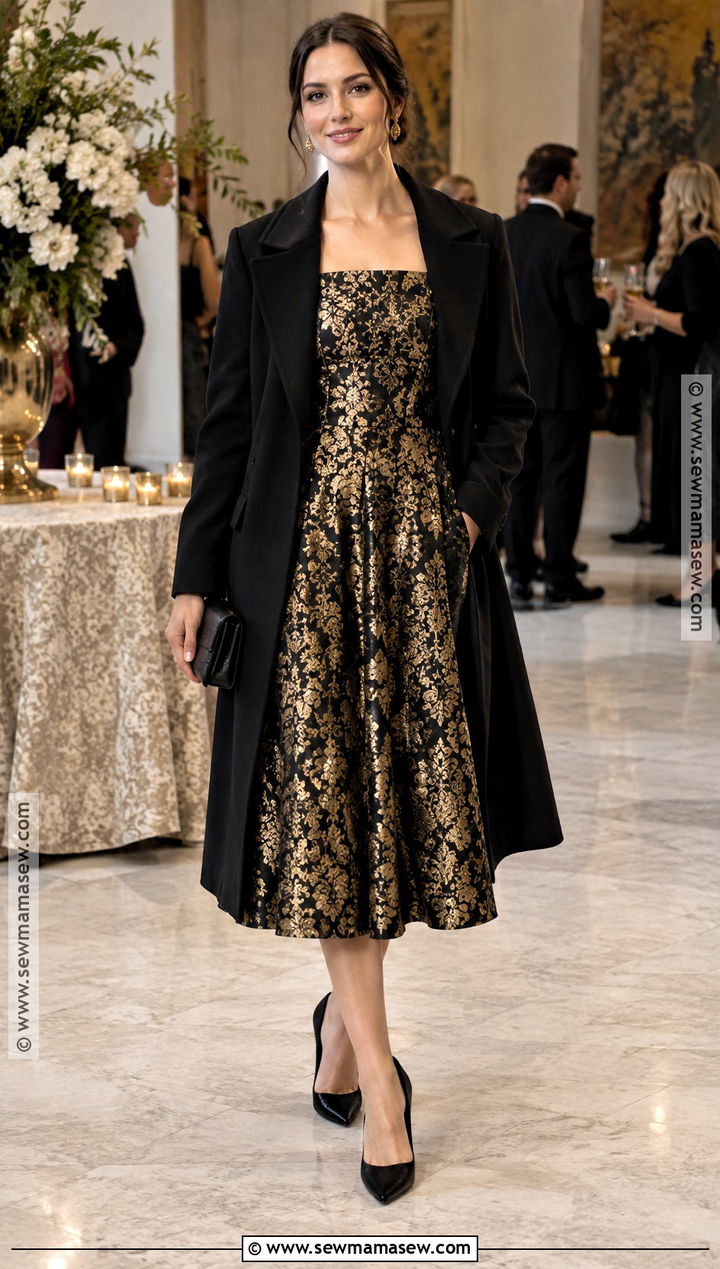 Black And Gold Brocade Cocktail Dress - 20 fall cocktail dresses