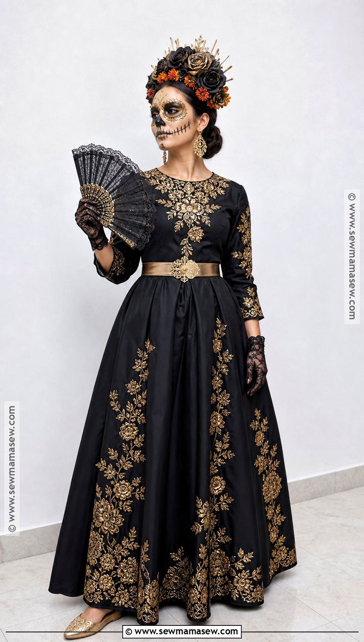 Black And Gold Catrina Outfit - 35 day of the dead outfit ideas
