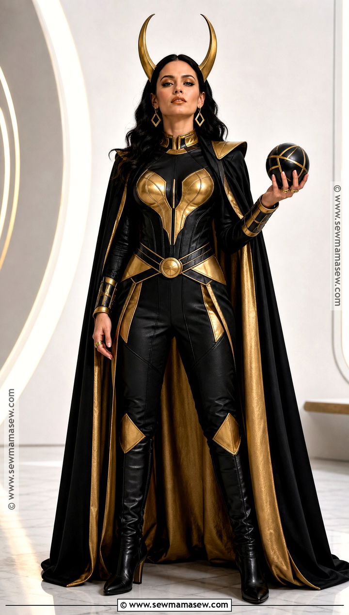 Black And Gold Lady Loki Cosplay With Long Cape - 30 lady loki cosplay ideas