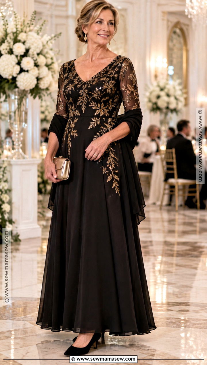 Black And Gold Mother Of The Bride Dress - 15 Fall Mother Of Bride Dresses