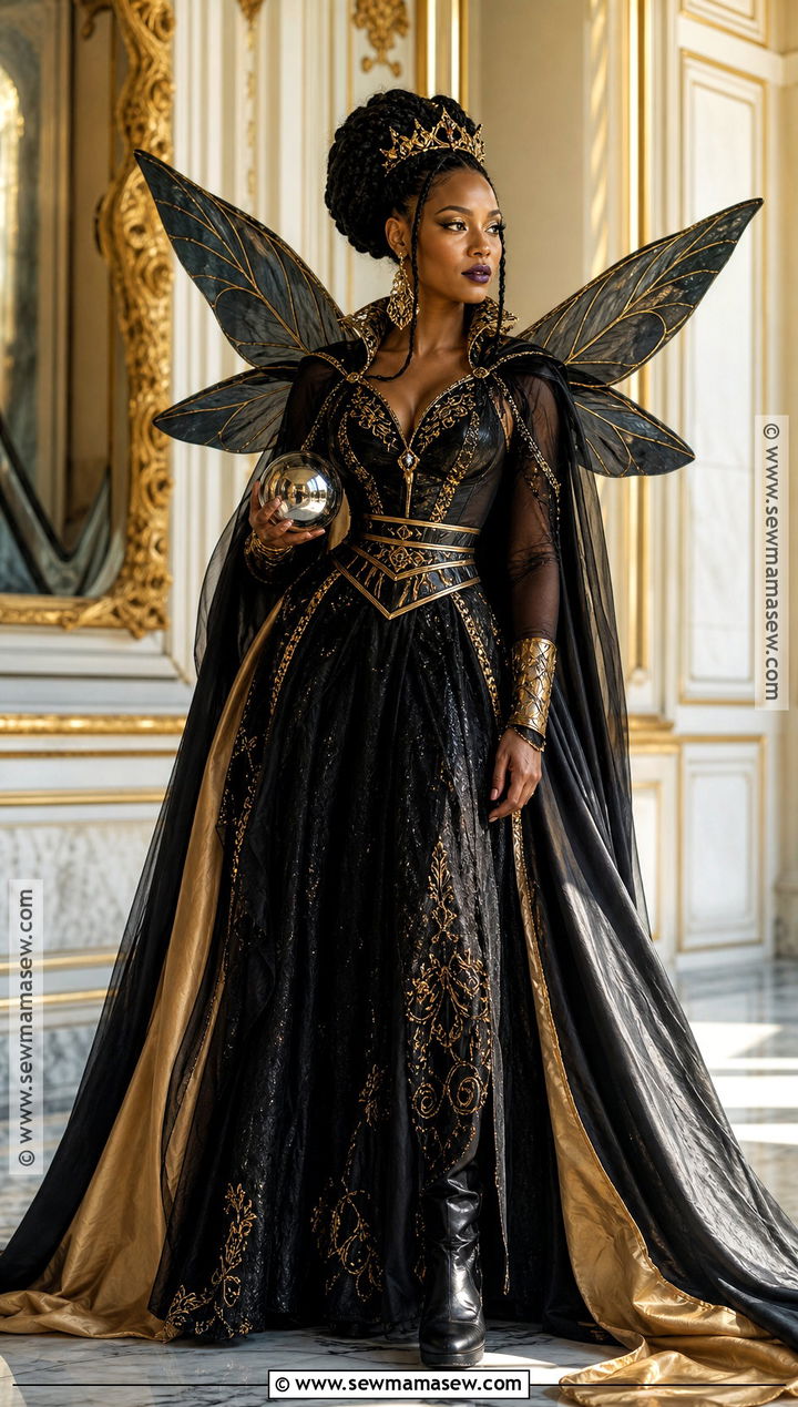 Black And Gold Royal Dark Fairy Costume - 30 Dark Fairy Halloween Costumes