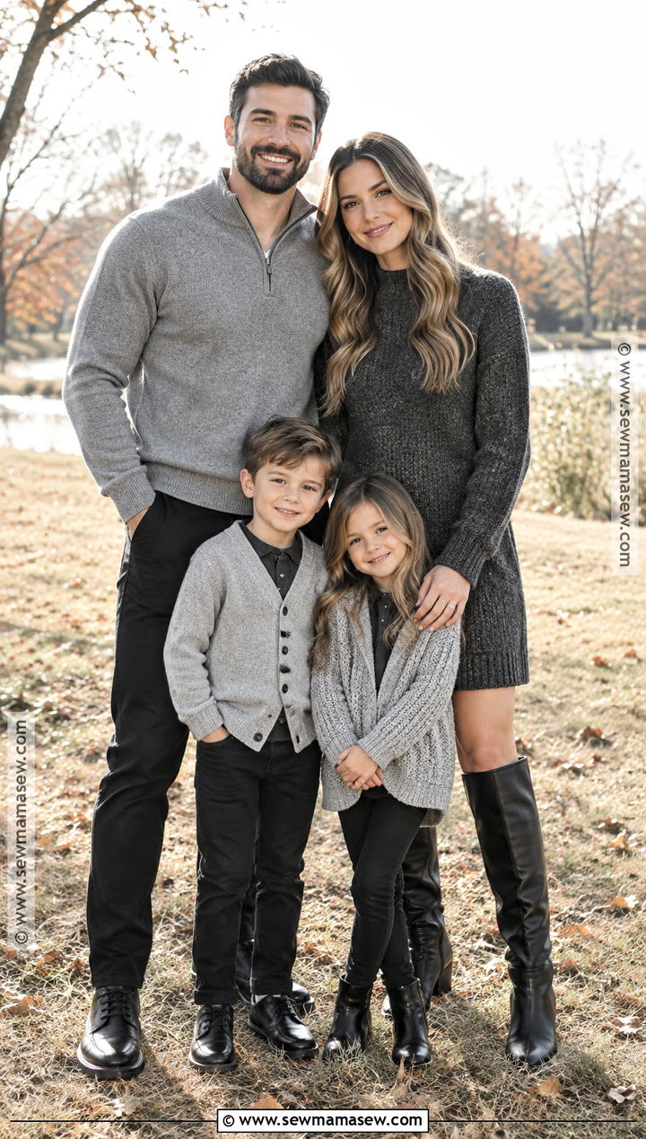 Black And Gray Family Outfits - 20 fall family photos black outfits