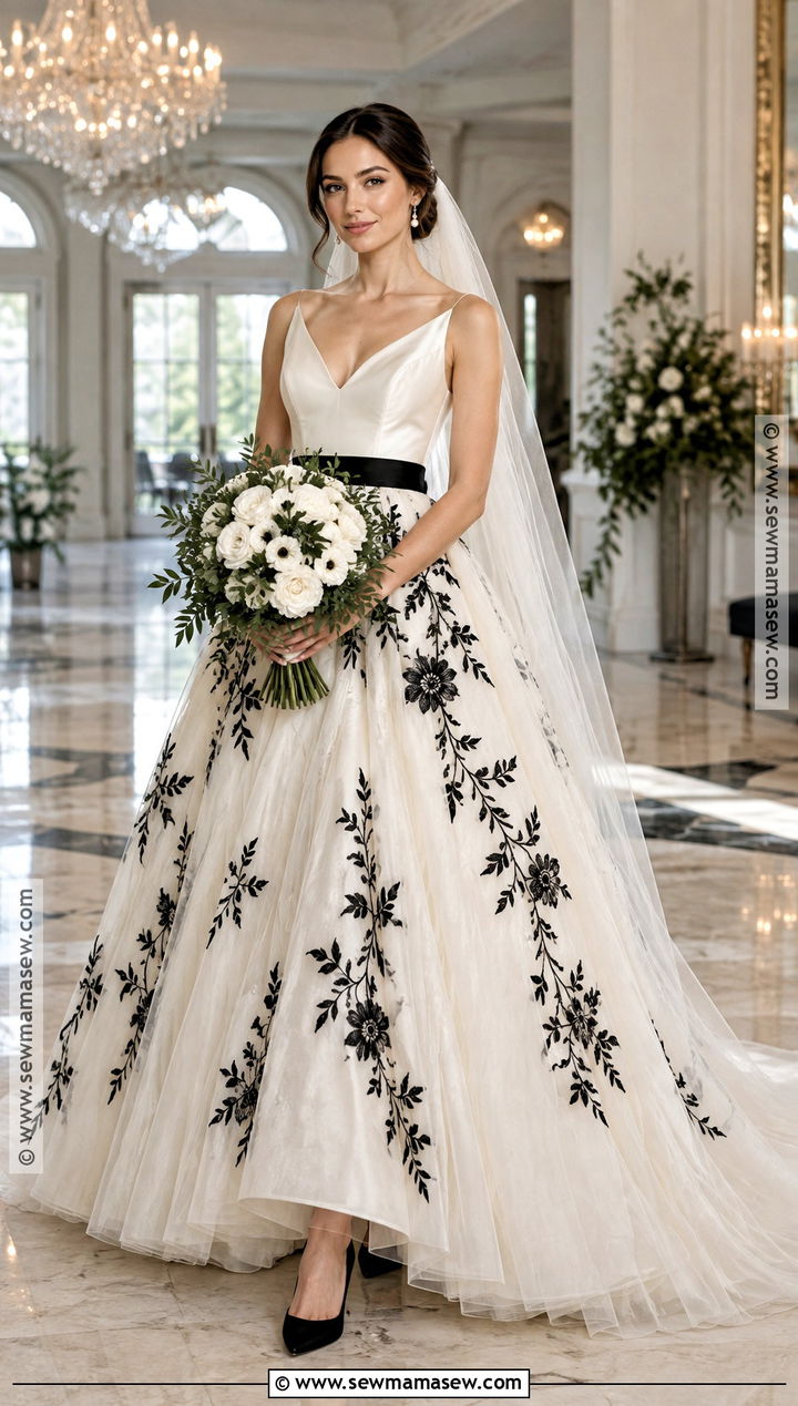 Black And Ivory Fall Wedding Ballgown - 15 fall wedding dress ballgown ideas