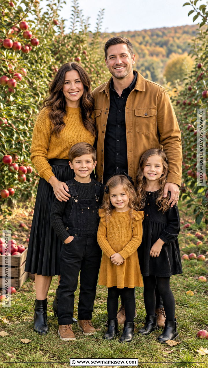 Black And Mustard Fall Family Photo Outfit - 15 fall family photos wearing black ideas