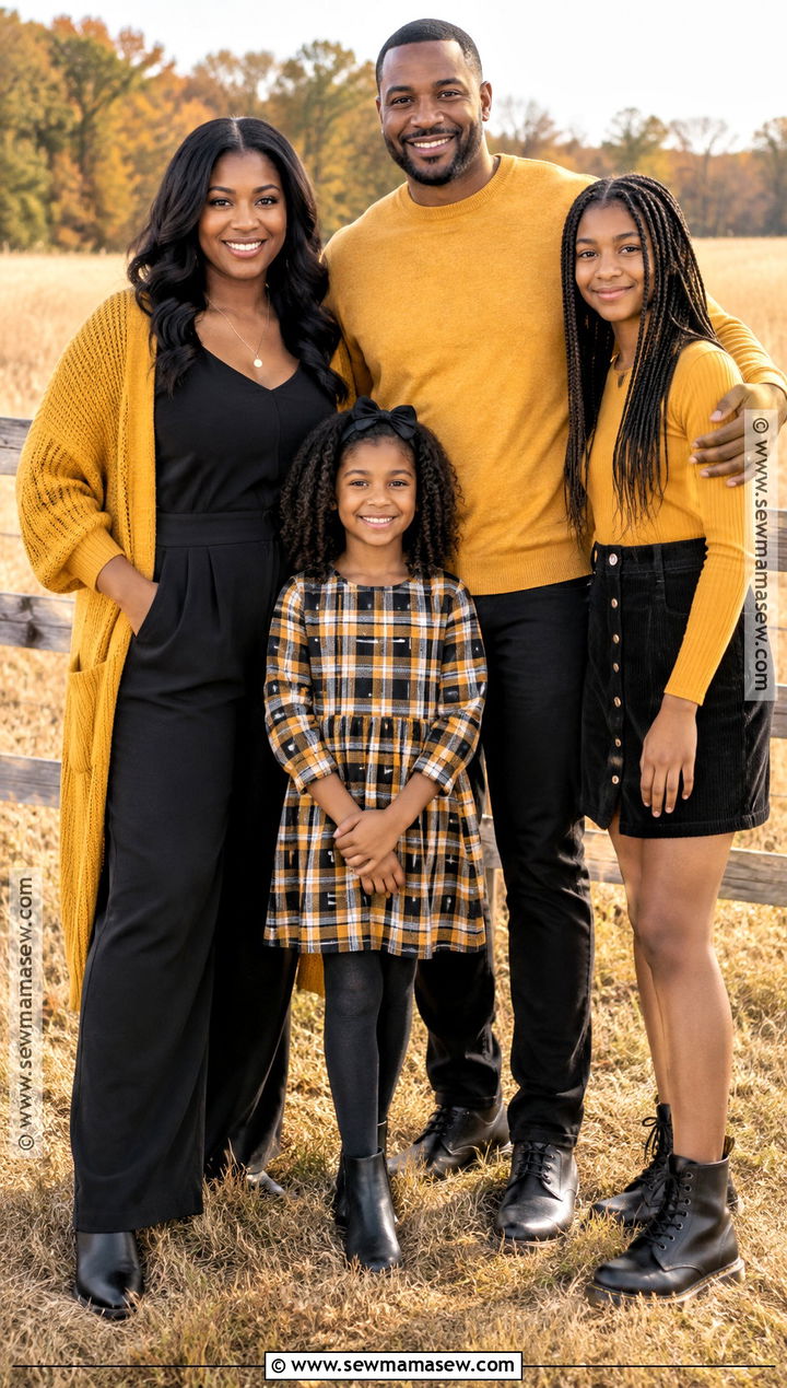 Black And Mustard Family Photo Outfit - 15 black fall family pictures outfits