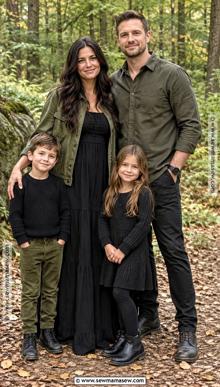 Black And Olive Family Fall Outfits - 15 black outfit fall family pictures ideas