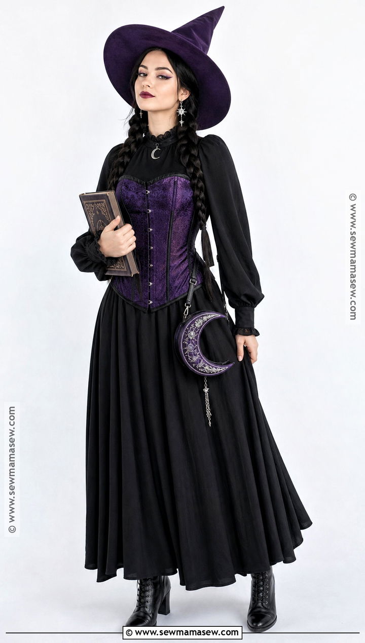 Black And Purple Corset Witch Outfit - 30 purple witch outfit ideas