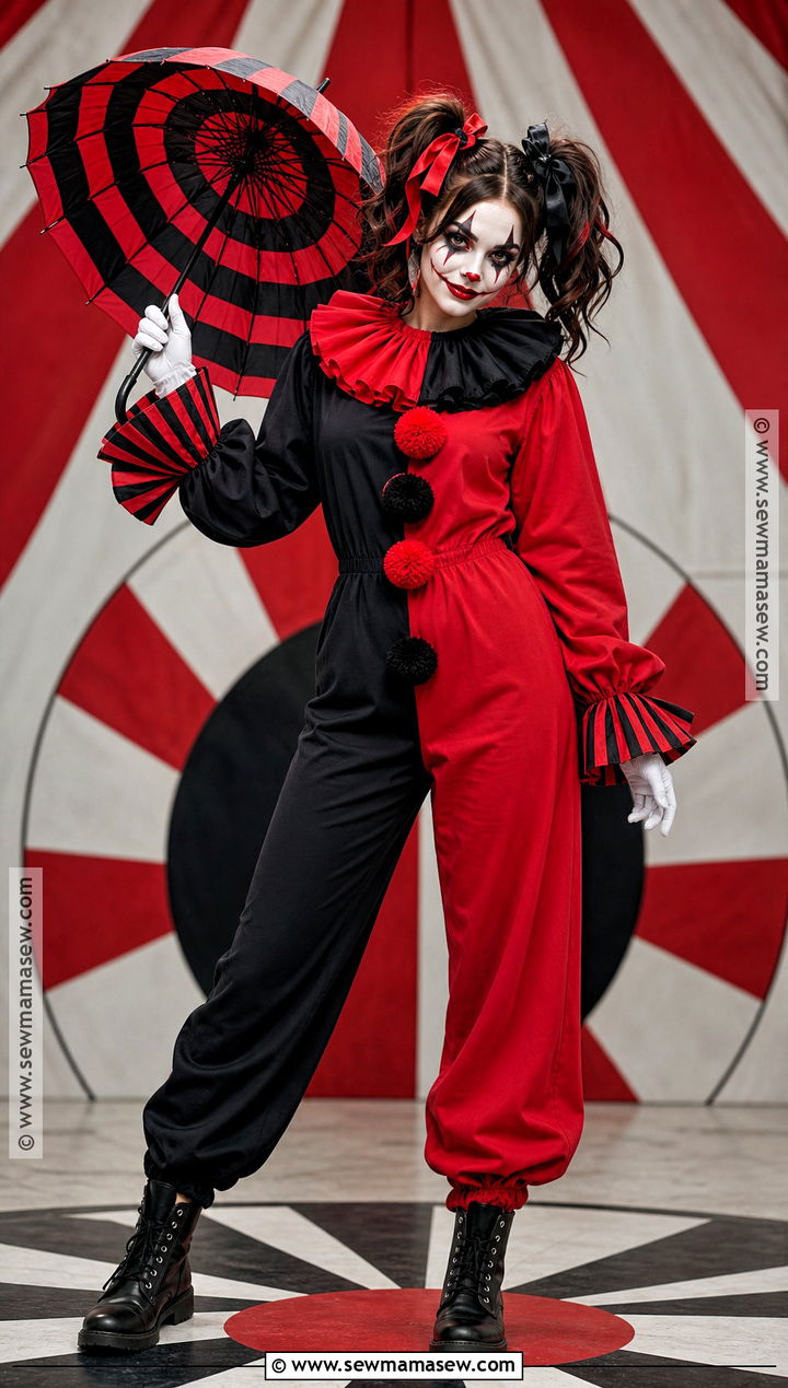 Black And Red Circus Clown Costume - 30 circus clown costume ideas