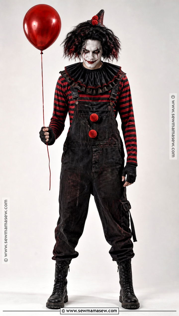 Black And Red Scary Clown Costume - 30 Clown Costume Ideas for Men