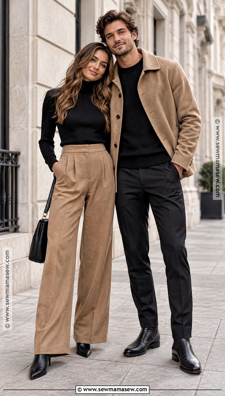 Black And Tan Fall Couple Photoshoot Outfit - 20 couples photoshoot outfits fall