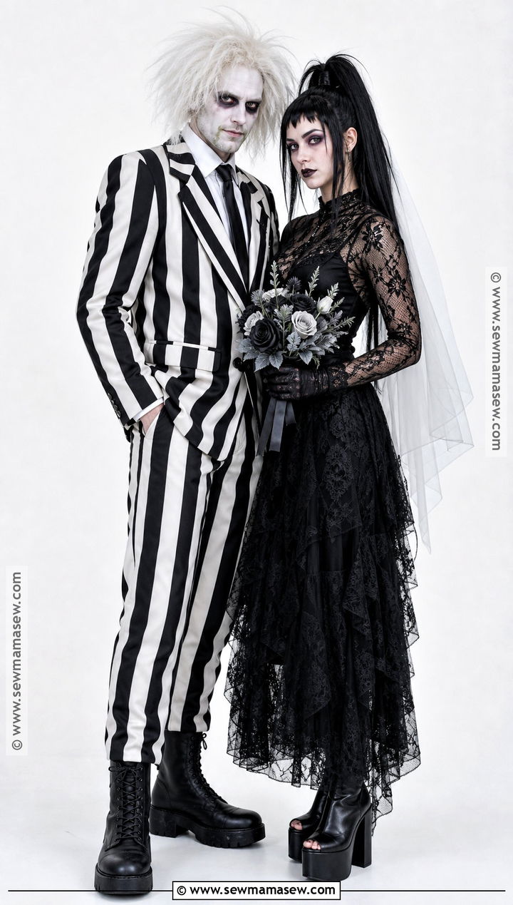 Black And White Beetlejuice Couple Costume - 30 beetlejuice couple costume ideas