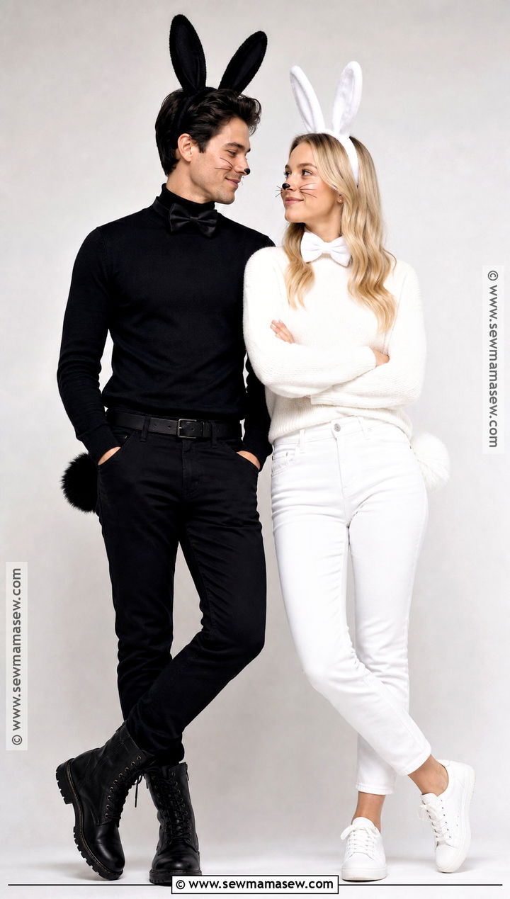 Black And White Bunny Couple Costume - 30 bunny couple costume ideas