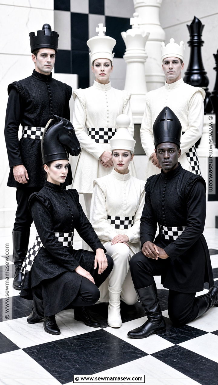 Black And White Chess Pieces Group Costume - 30 Black And White Halloween Costume Ideas