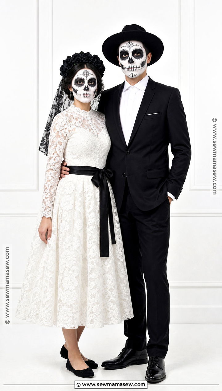 Black And White Couple Catrina Outfit - 35 day of the dead outfit ideas