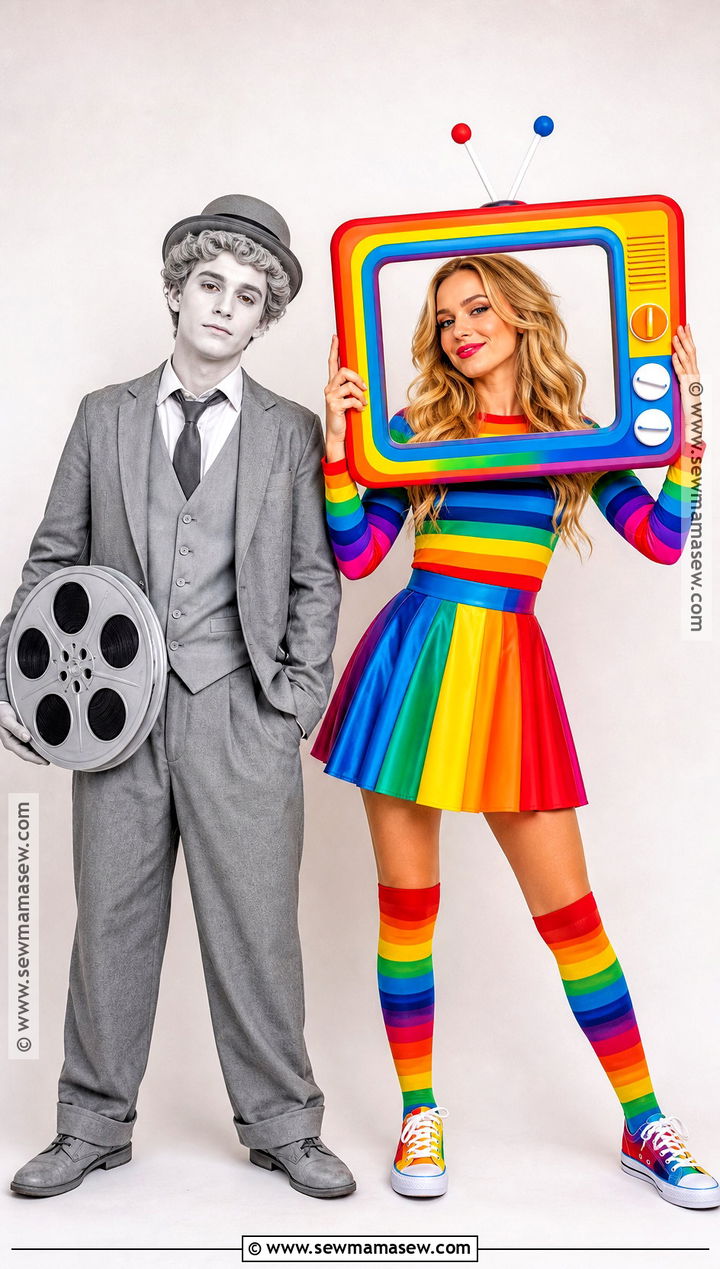 Black And White Film And Color Screen Duo Costume - 40 duo halloween costumes unique