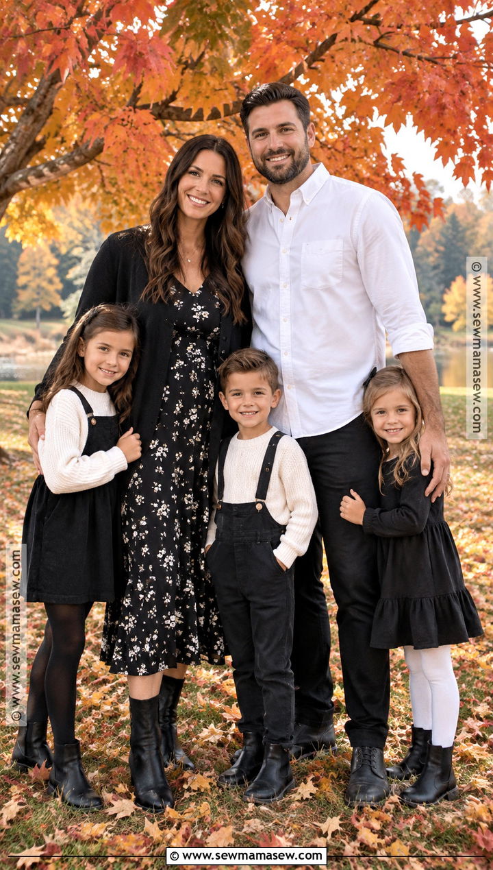 Black And White Floral Dress Family Outfit - 15 Fall Family Photos Black And White Outfits