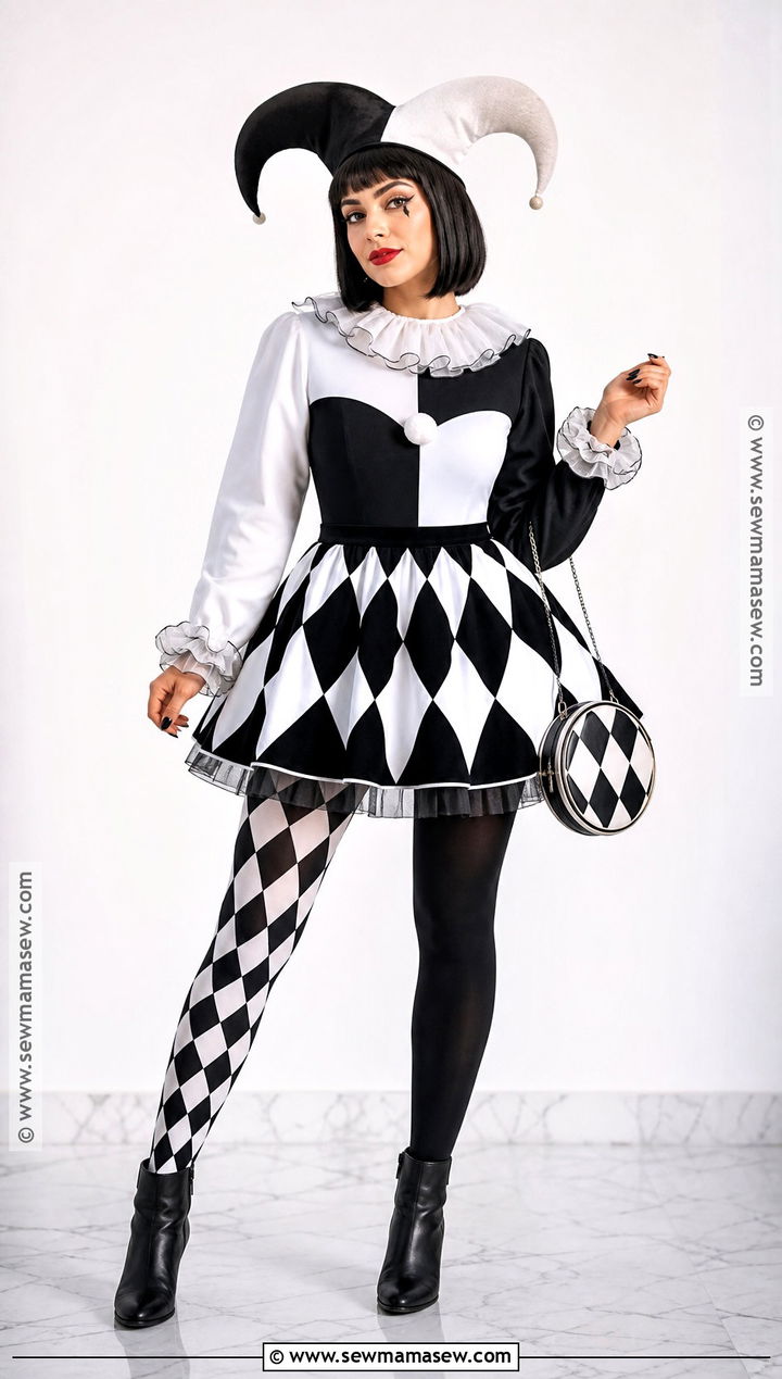 Black And White Harlequin Halloween Dress - 30 halloween dress ideas