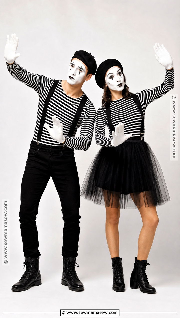 Black And White Mime Clown Couple Costume - 30 clown couple costume ideas