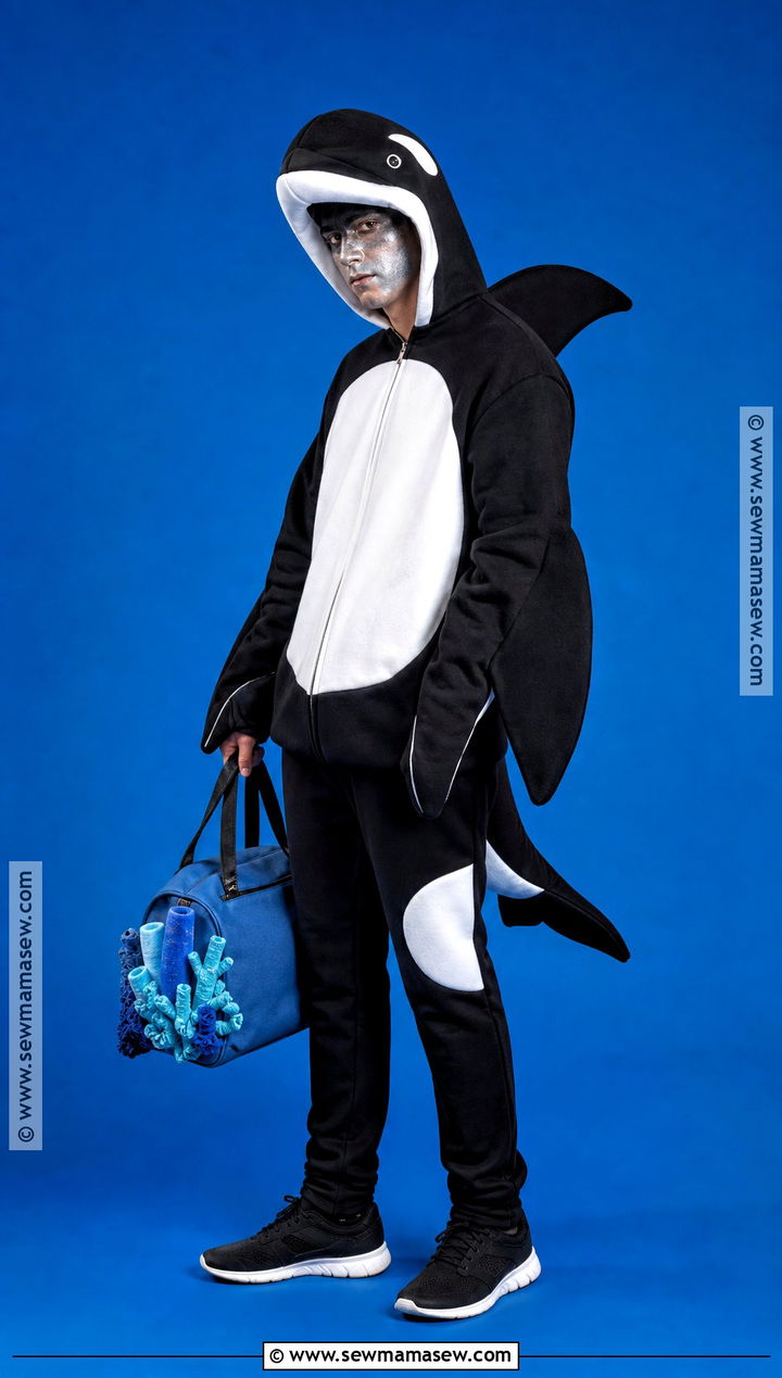 Black And White Orca Costume With Tall Fin - 30 under the sea costume ideas