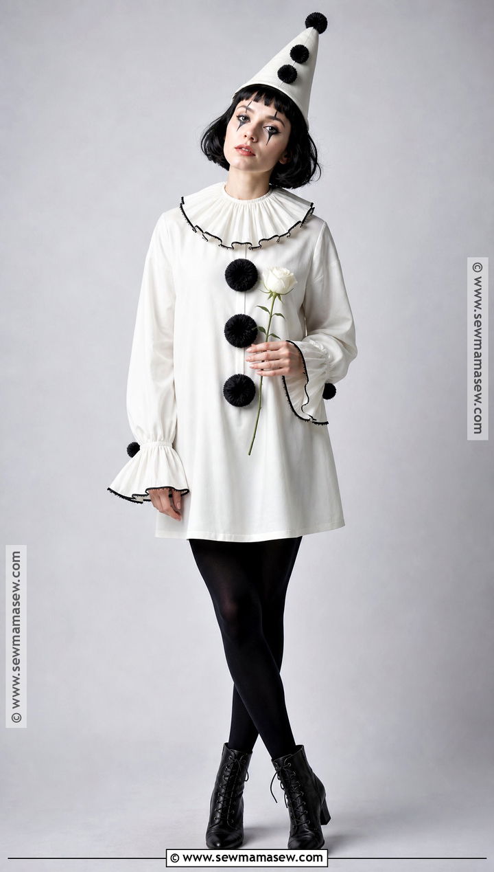 Black And White Pierrot Clown Costume - 30 Cute Clown Costume Ideas for Women