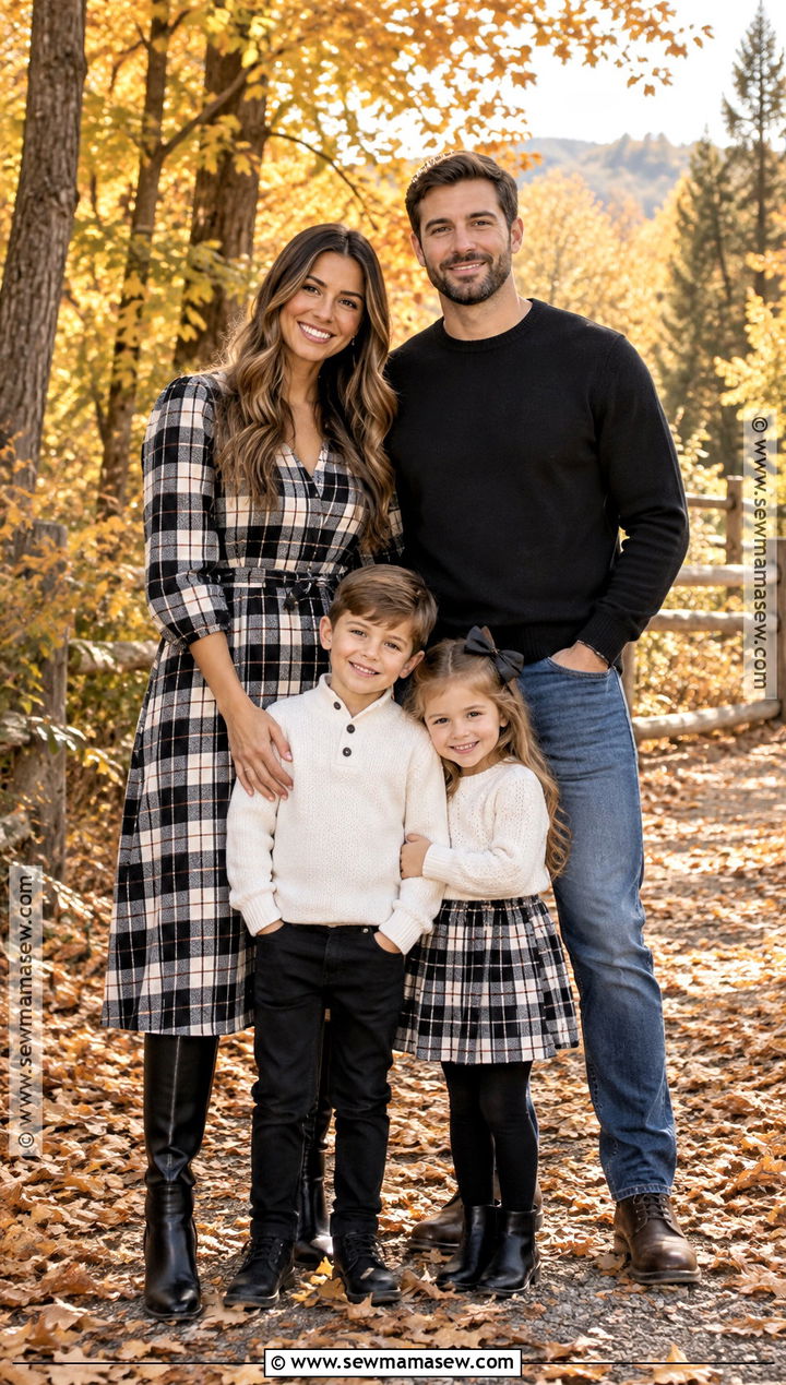 Black And White Plaid Family Outfit - 15 Fall Family Photos Black And White Outfits