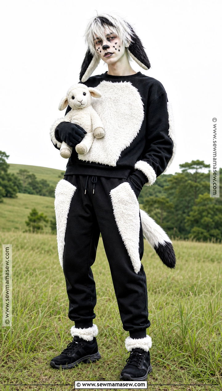 Black And White Sheepdog Costume - 30 farm animal costumes