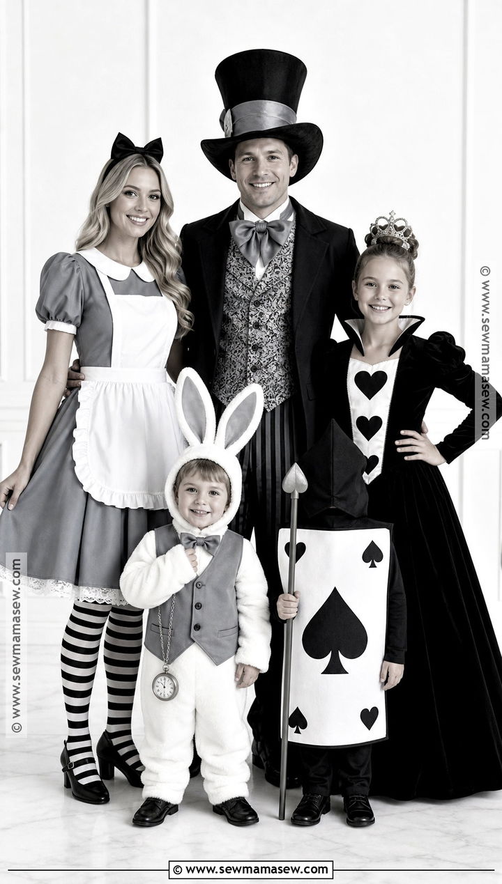 Black And White Wonderland Family Costume - 30 alice in wonderland family costumes