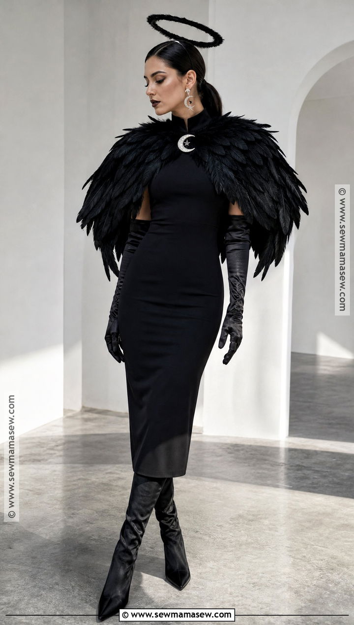 Black Angel Costume With Feather Cape - 40 black angel costume ideas