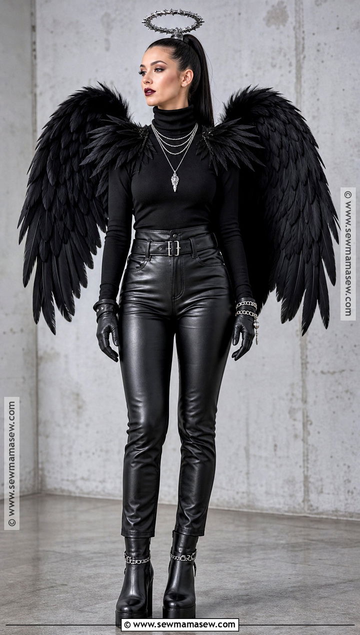 Black Angel Costume With Leather Look Pants - 40 black angel costume ideas