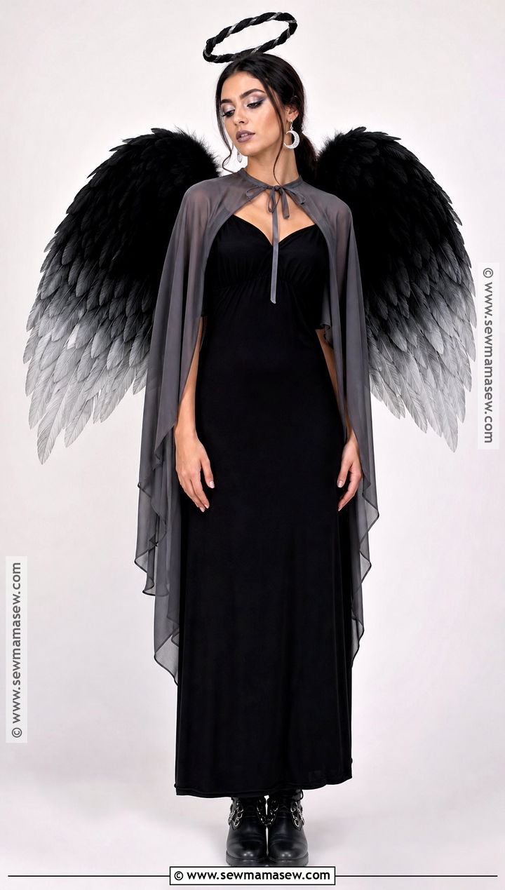 Black Angel Costume With Ombre Feather Wings - 40 black angel costume ideas