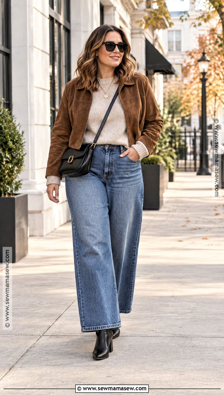 Black Ankle Boots With Wide Leg Jeans And Sweater - 20 black ankle boots outfit fall