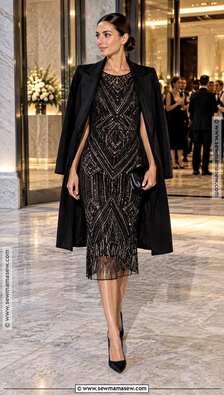 Black Art Deco Wedding Guest Dress - 15 dress for a wedding guest fall ideas