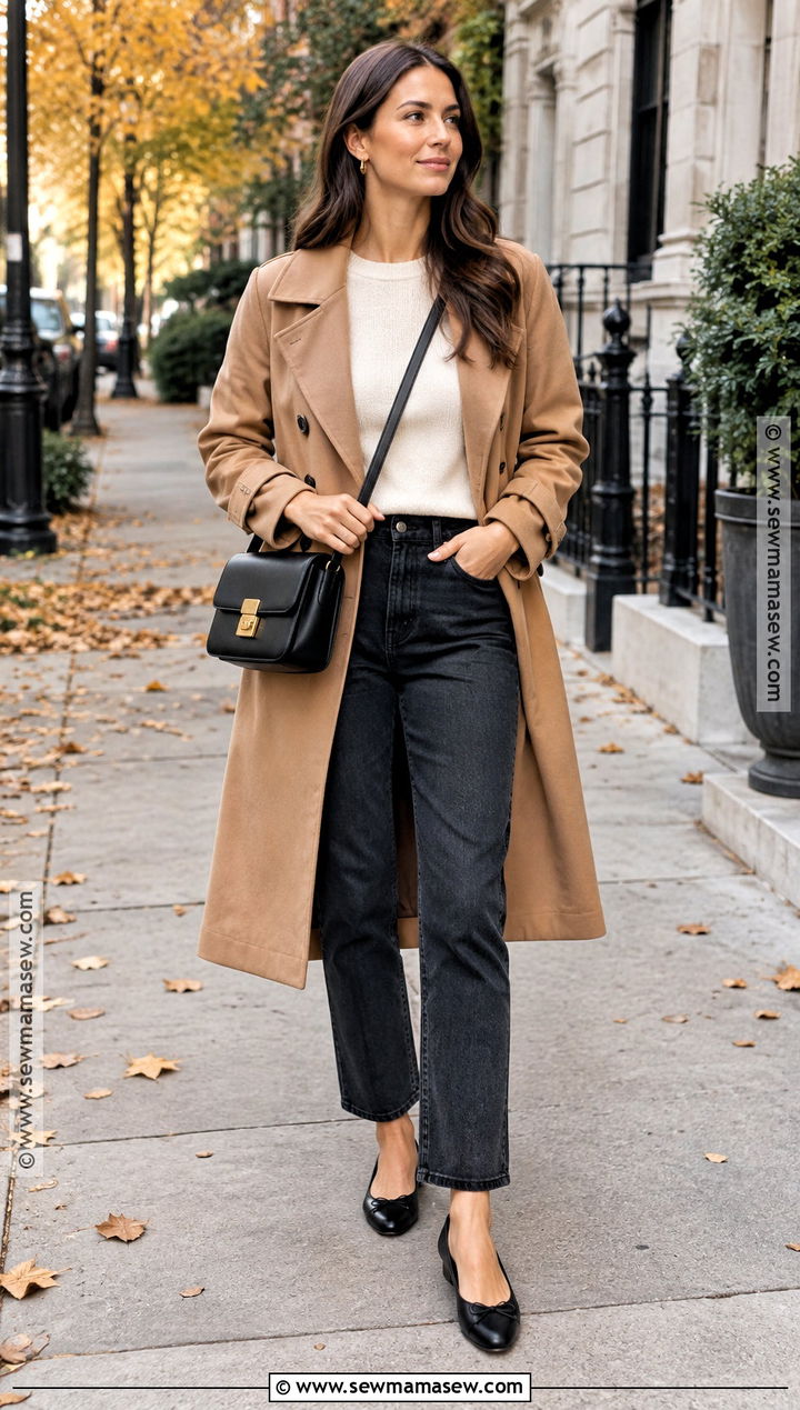 Black Ballet Flats With Straight Leg Jeans - 15 fall ballet flats ideas
