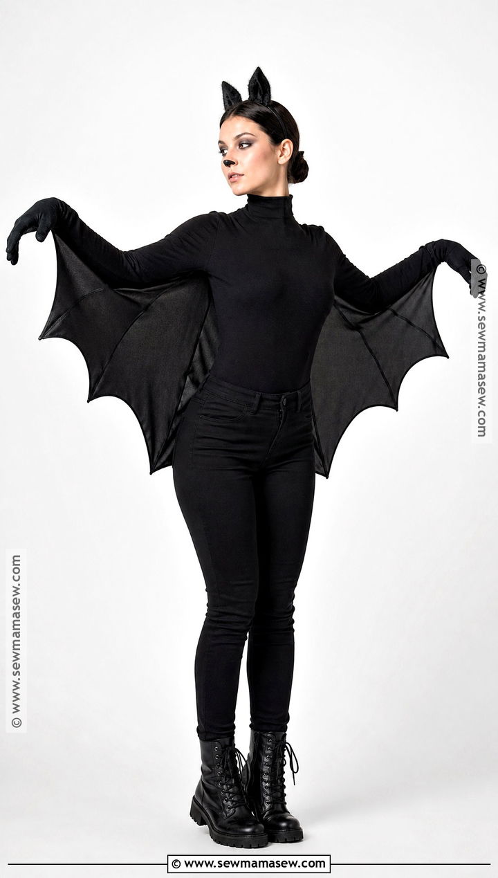 Black Bat Costume With Cape Wings - 35 all black costume ideas