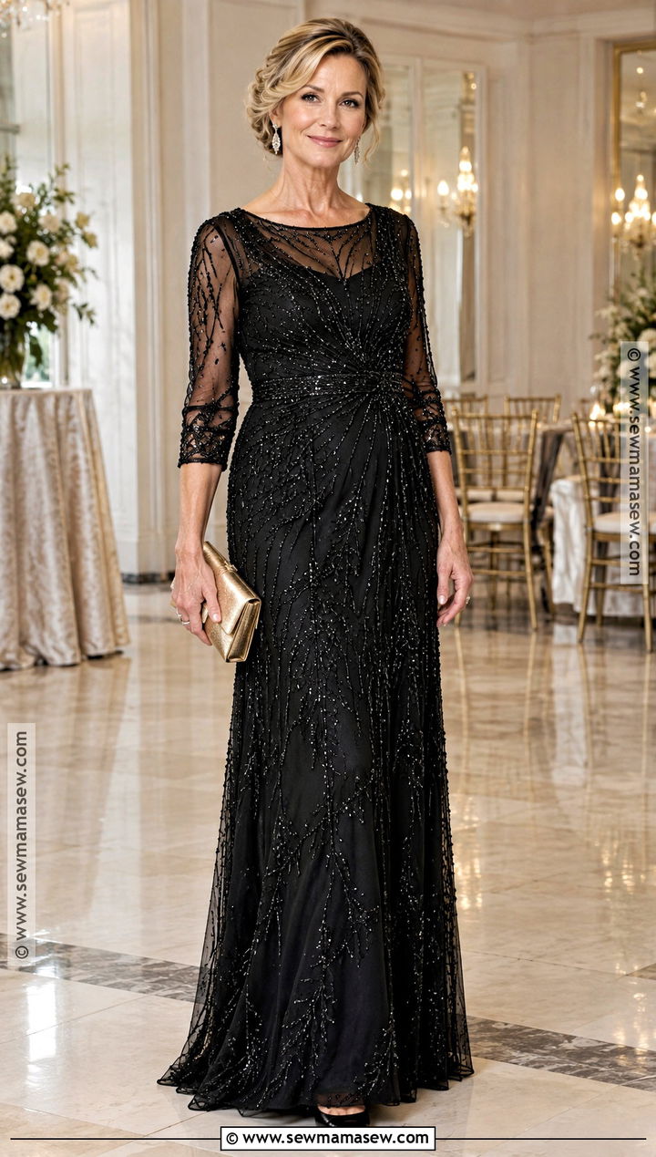Black Beaded Mother of the Bride Evening Gown - 25 fall mother of the bride dresses
