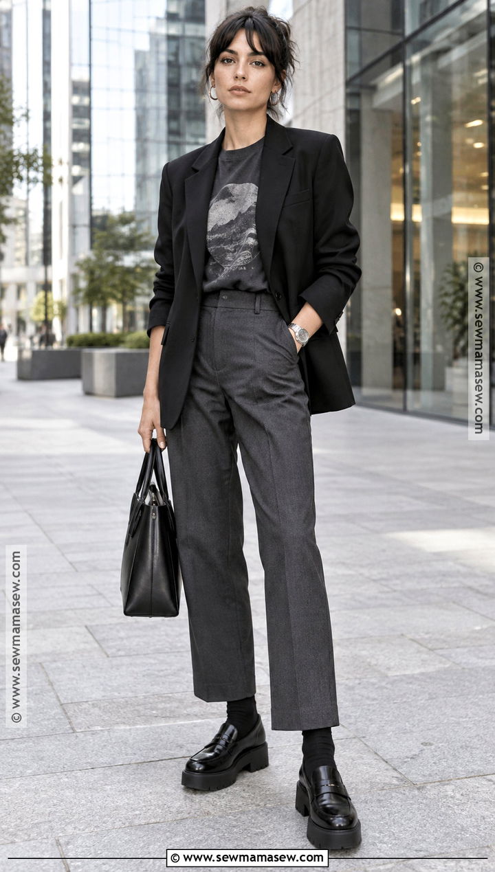 Black Blazer And Graphic Tee Fall Outfit - 25 alternative fall outfits