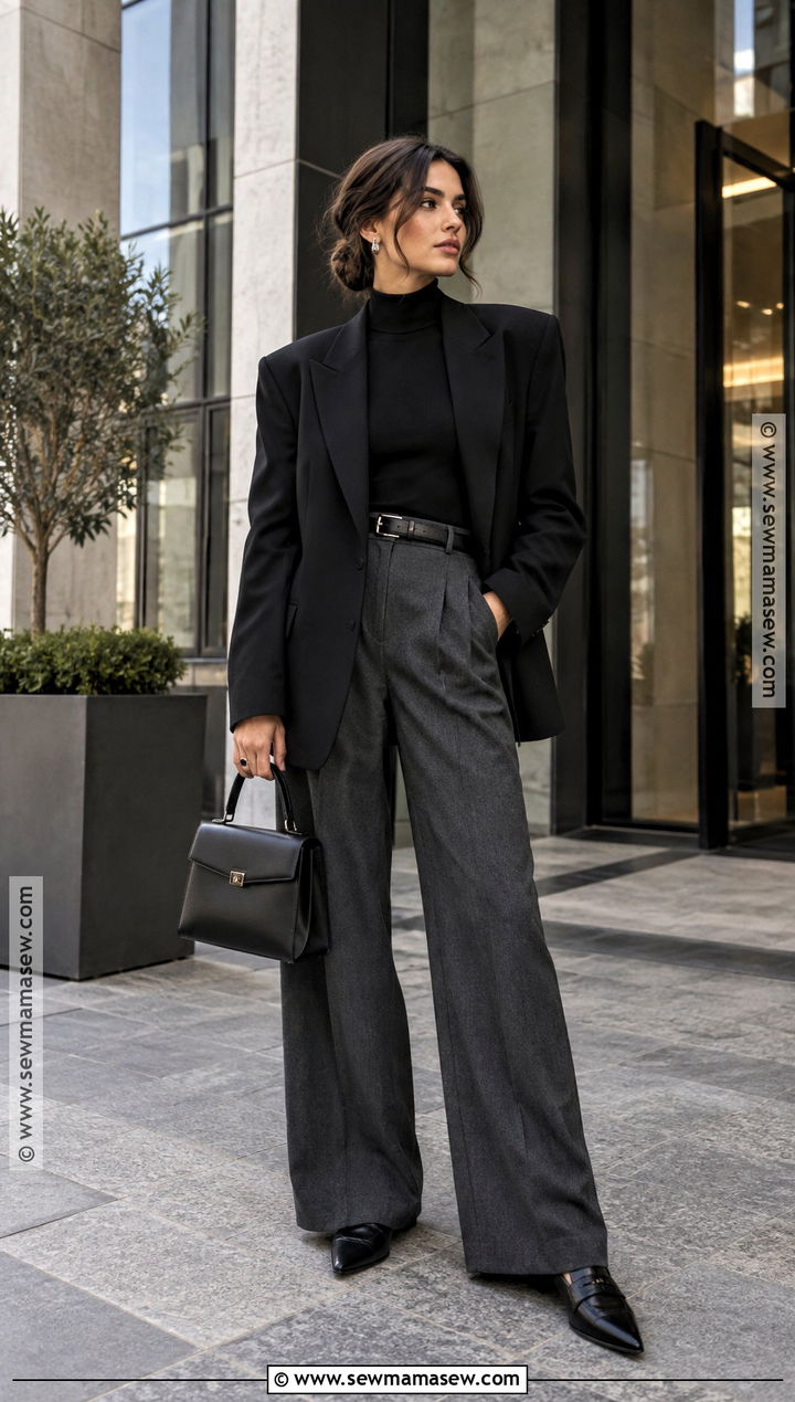 Black Blazer And Wide Leg Pants Witchy Fall Outfit - 25 witchy fall outfits