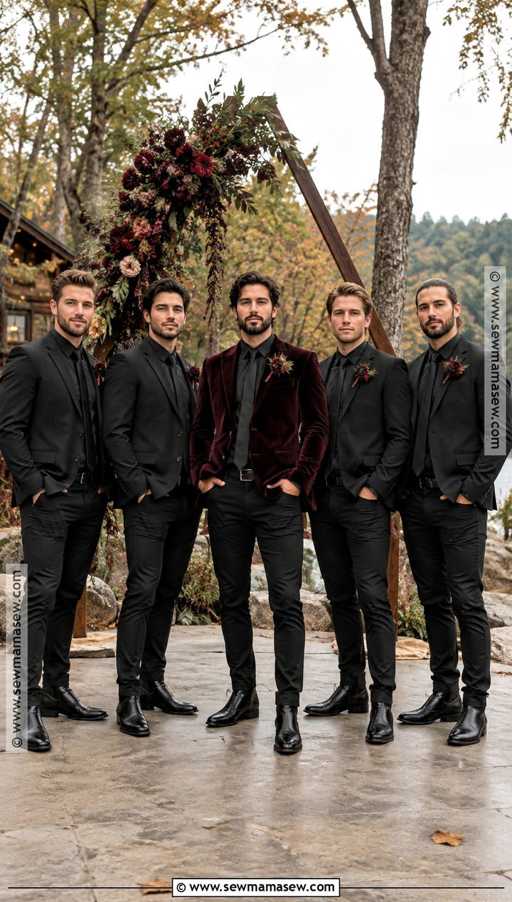 Black Blazer Groomsmen Attire With Black Jeans - 15 groomsmen attire fall wedding jeans