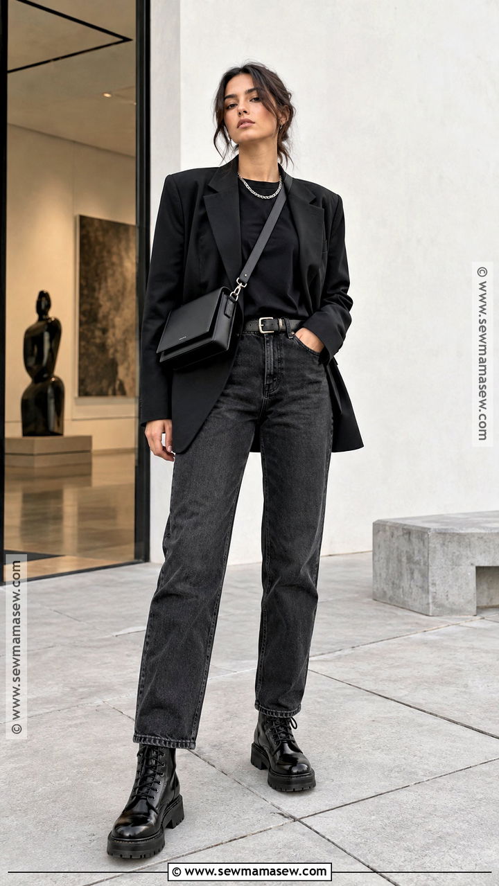 Black Blazer and Black Jeans Fall Outfit - 20 Fall Outfits Masc for Women