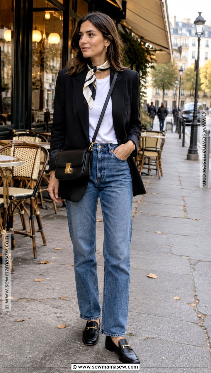 Black Blazer and Straight Leg Jeans Paris Outfit - 20 outfits for paris in october