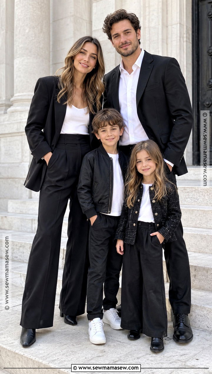 Black Blazers And White Tops - 15 fall family pictures black and white outfits