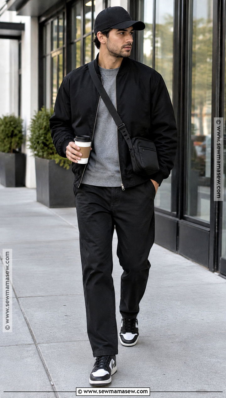 Black Bomber Jacket Fall Outfit - 15 fall outfit black ideas for men