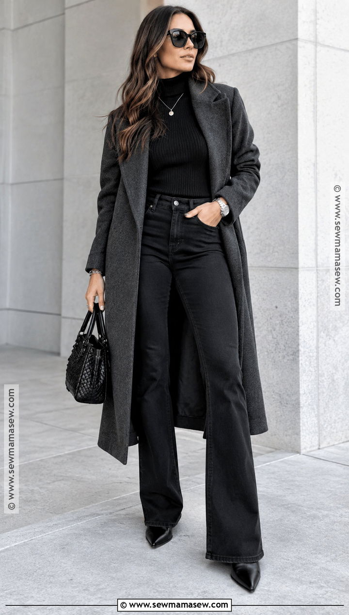 Black Bootcut Jeans With Black Sweater And Boots - 20 Fall Bootcut Jeans Outfits