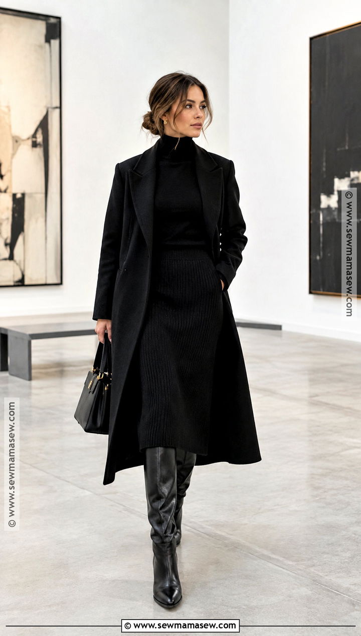 Black Boots With Monochrome Black Outfit - 25 black boots outfit fall