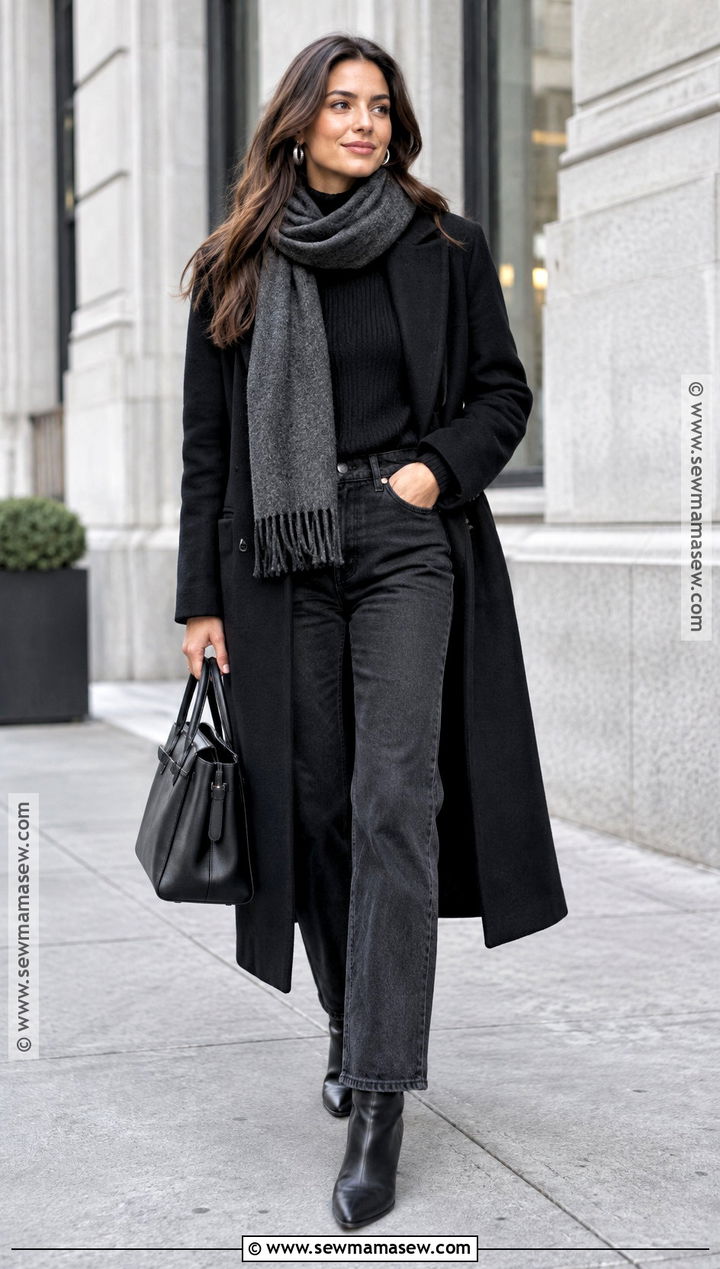 Black Boots With Monochrome Outfit - 20 Boot Outfits Fall