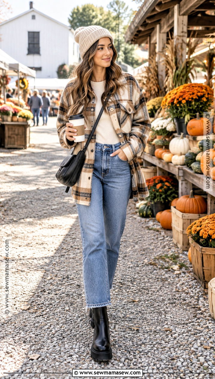 Black Boots With Shacket And Jeans - 25 black boots outfit fall