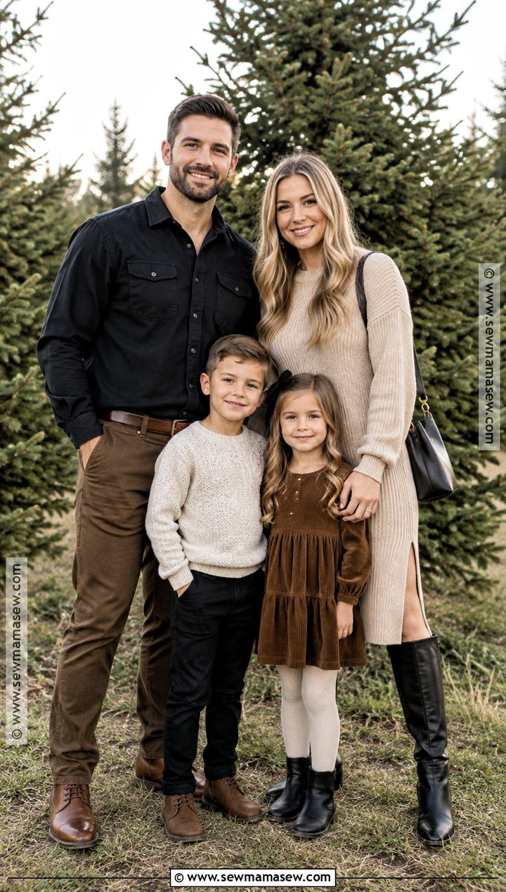Black Brown and Oatmeal Fall Family Picture Outfit - 20 fall color family picture outfits