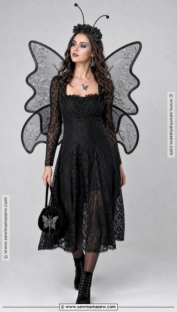 Black Butterfly Costume With Lace Dress - 30 Butterfly Halloween Costume Ideas for Women