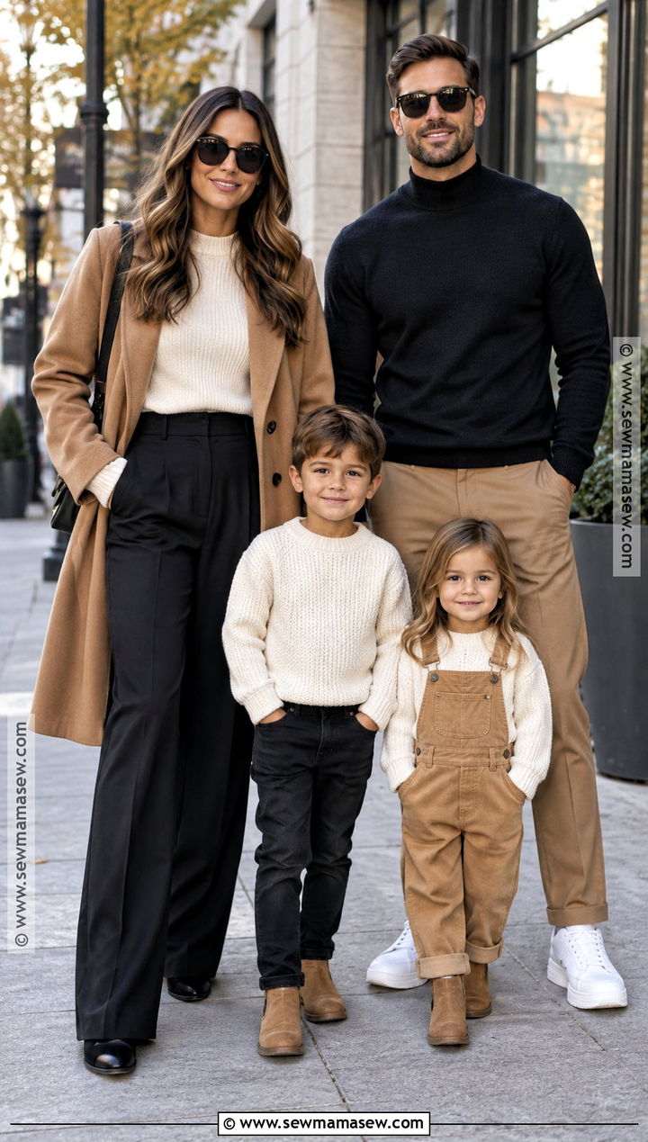Black Camel And Cream Family Outfit - 15 fall matching outfits for family